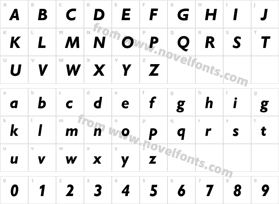 GibsonBoldItalicCharacter Map