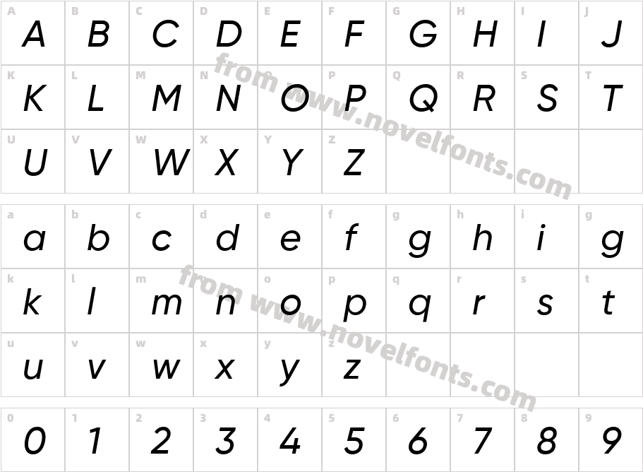 Gilroy-MediumItalicCharacter Map