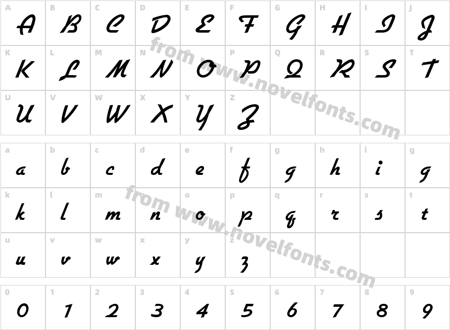 GiulioBoldCharacter Map