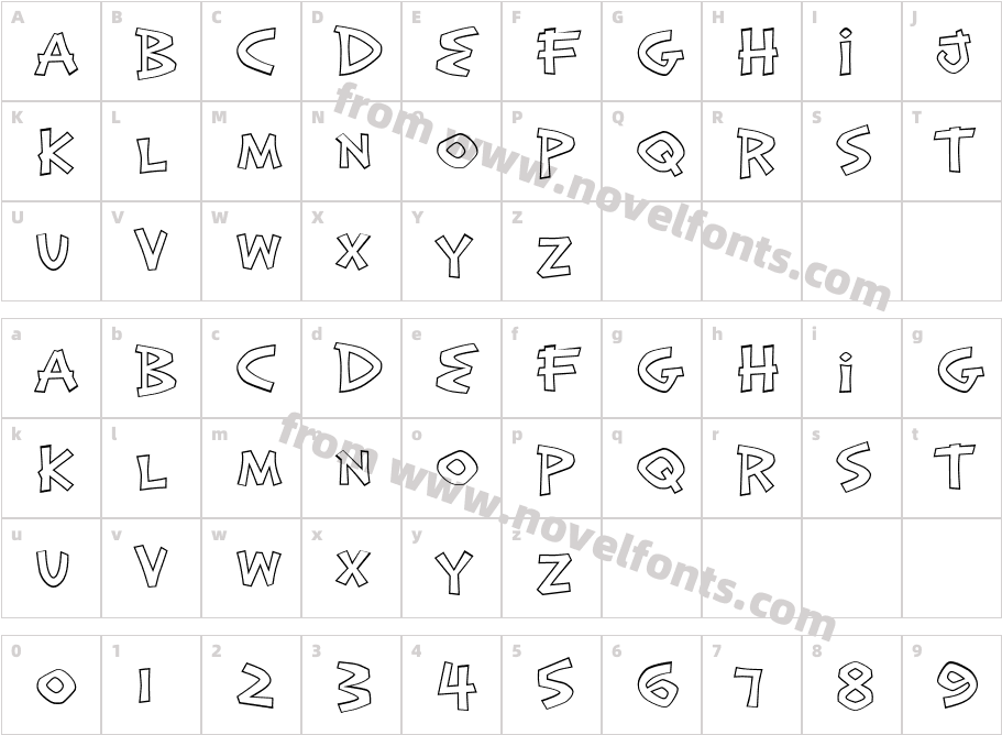 Exotic Island BTN Bold OutCharacter Map