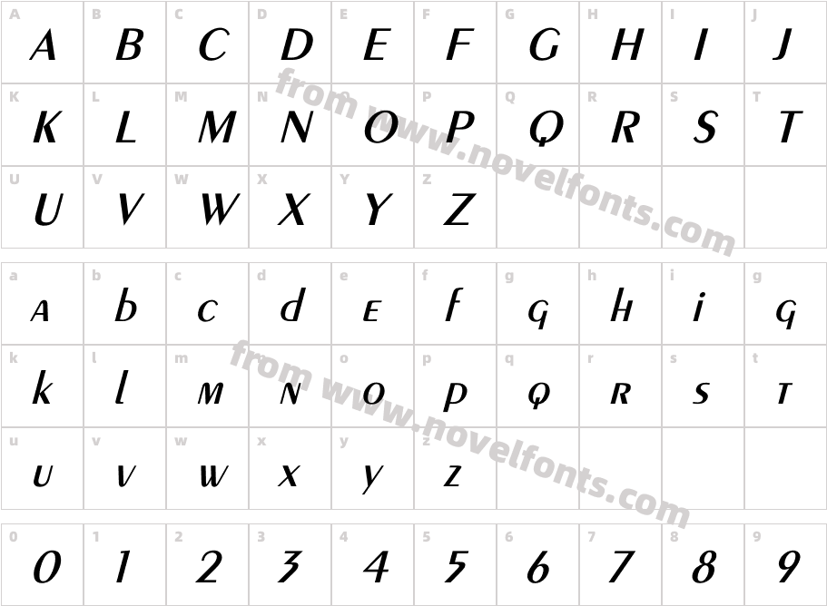 Exotic-Demi ItalicCharacter Map