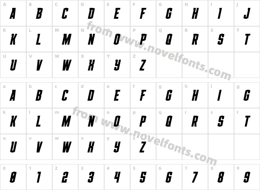 Gold Ingots Condensed ItalicCharacter Map