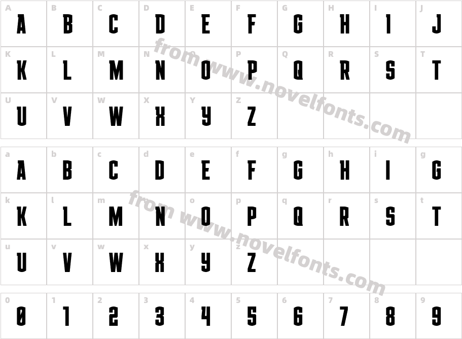 Gold Ingots CondensedCharacter Map