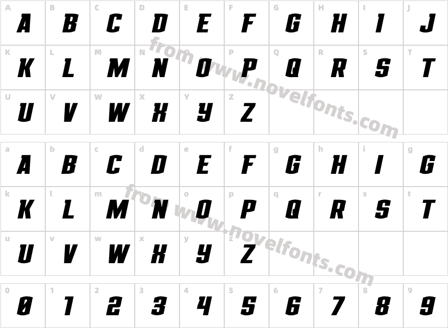 Gold Ingots Expanded ItalicCharacter Map