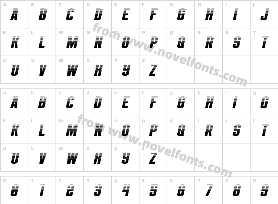 Gold Ingots Halftone ItalicCharacter Map