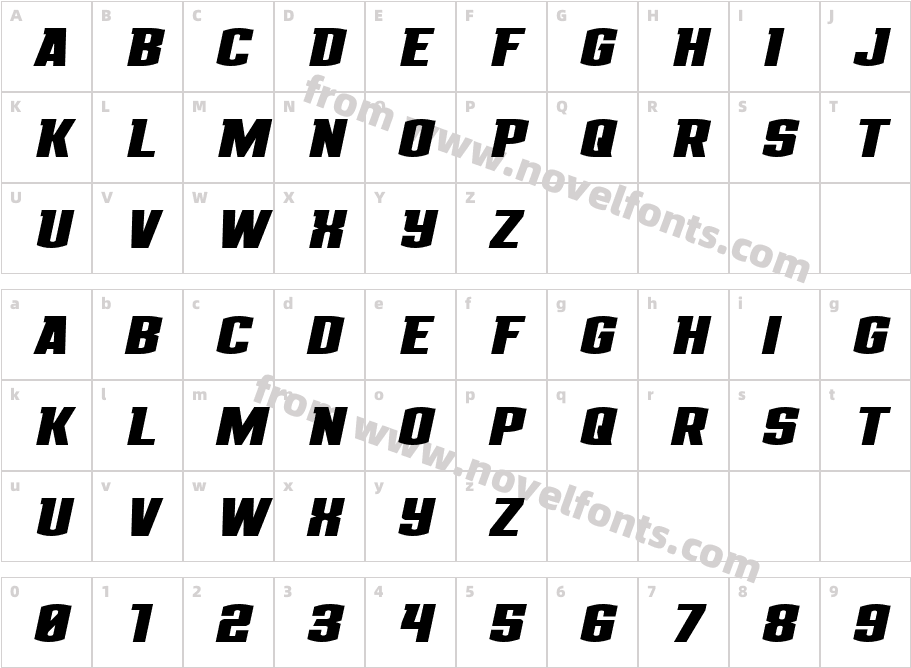 Gold Ingots Wide ItalicCharacter Map