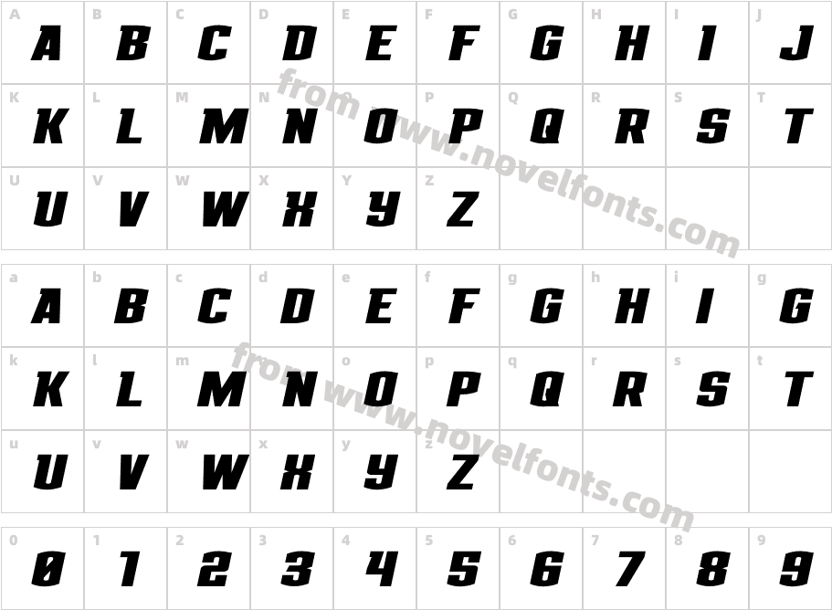 Gold Ingots Wide ItalicCharacter Map