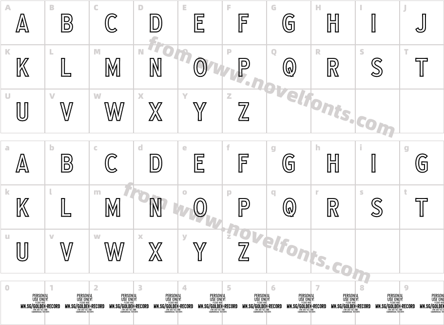 Golden Record Outl PERSONAL RegularCharacter Map