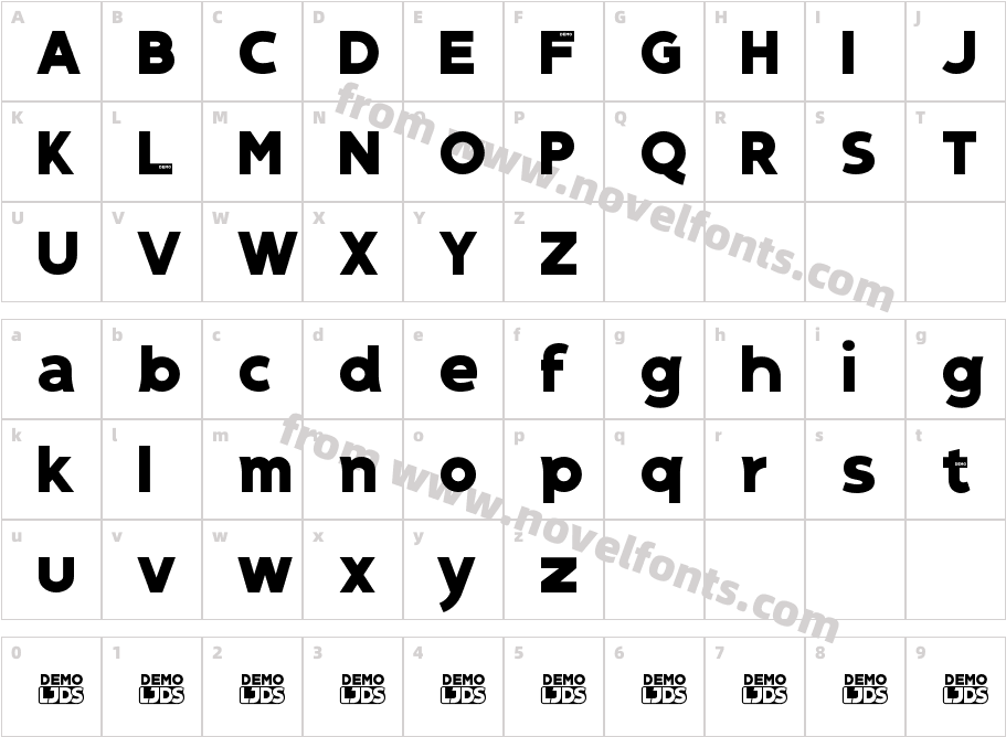 Gospel Sans Bold DEMOCharacter Map