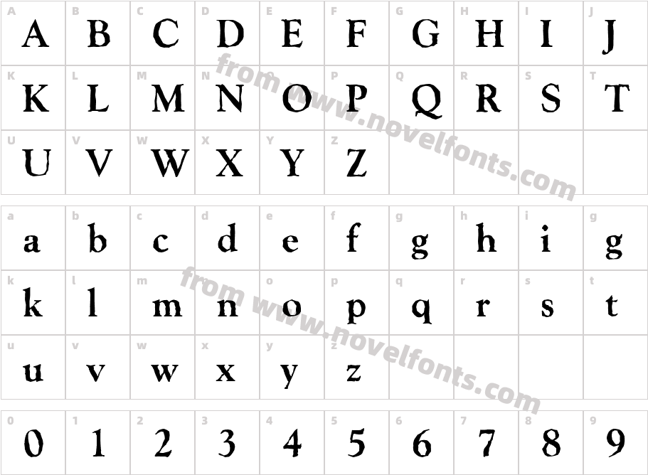 GoudyAntiqueBoldCharacter Map