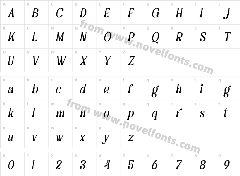 Grand Paradiso Italic ItalicCharacter Map