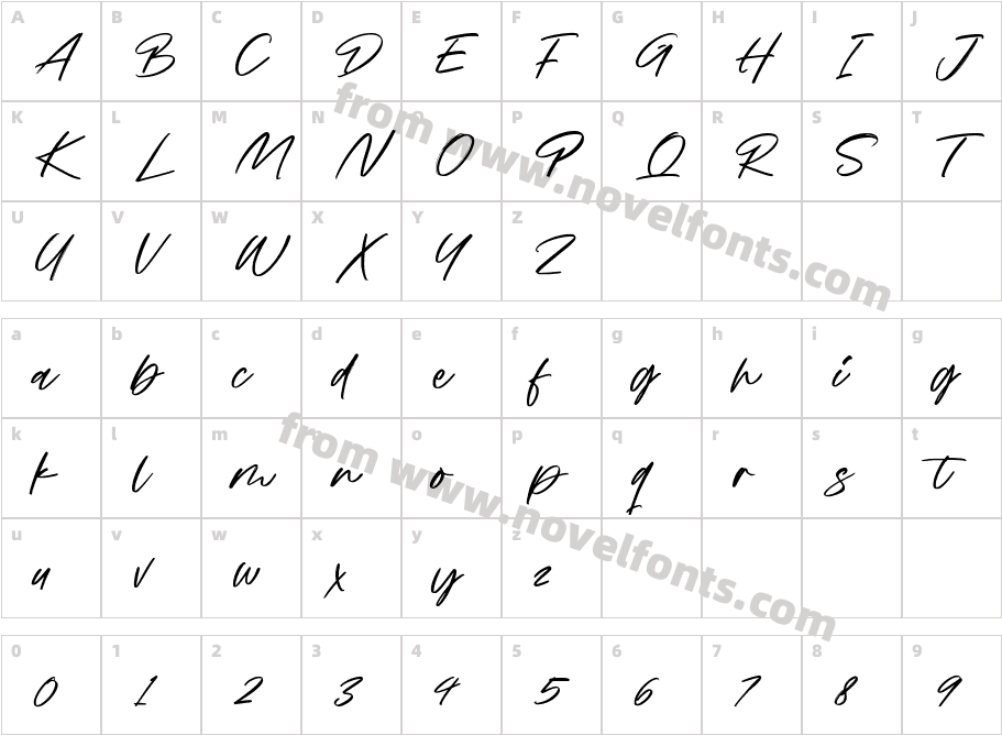 Grand Paradiso ScriptCharacter Map