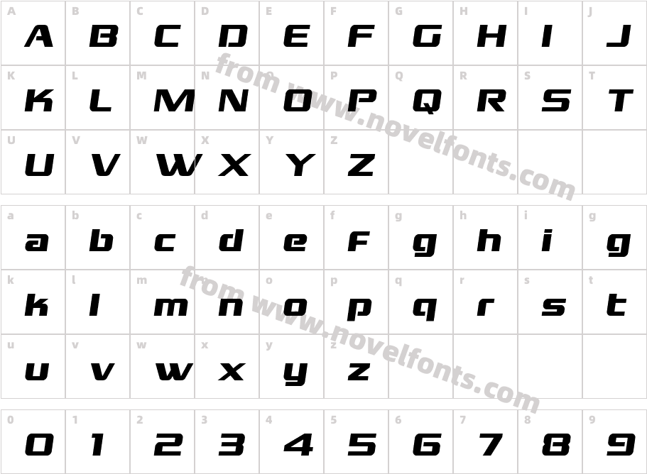 GrandNationalSemi-ItalicCharacter Map