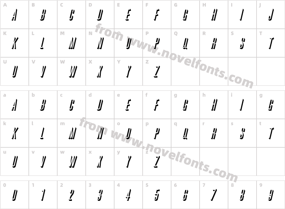 GreatRelief-ItalicCharacter Map