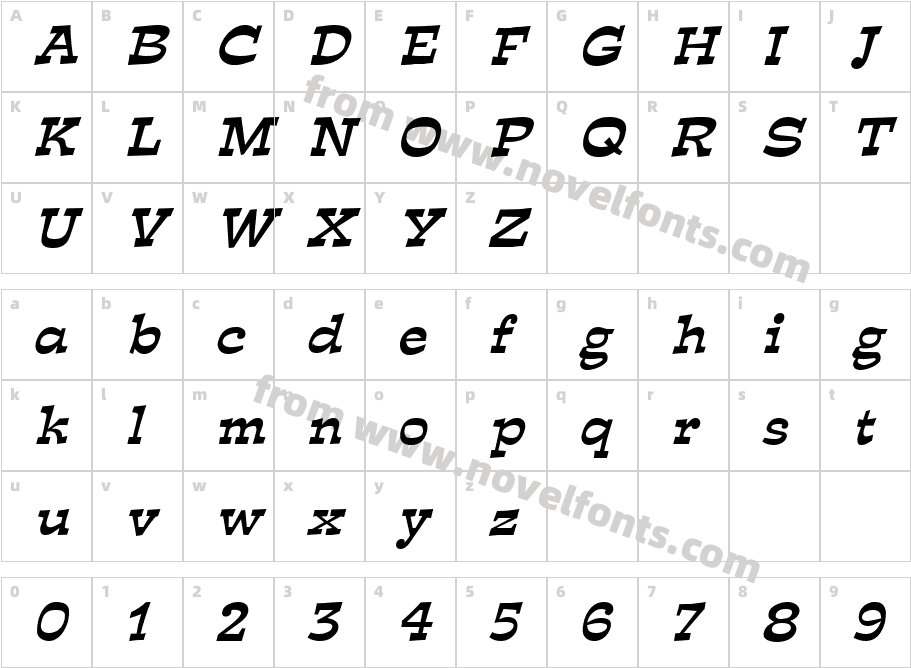 Expose Thin BoldItalicCharacter Map