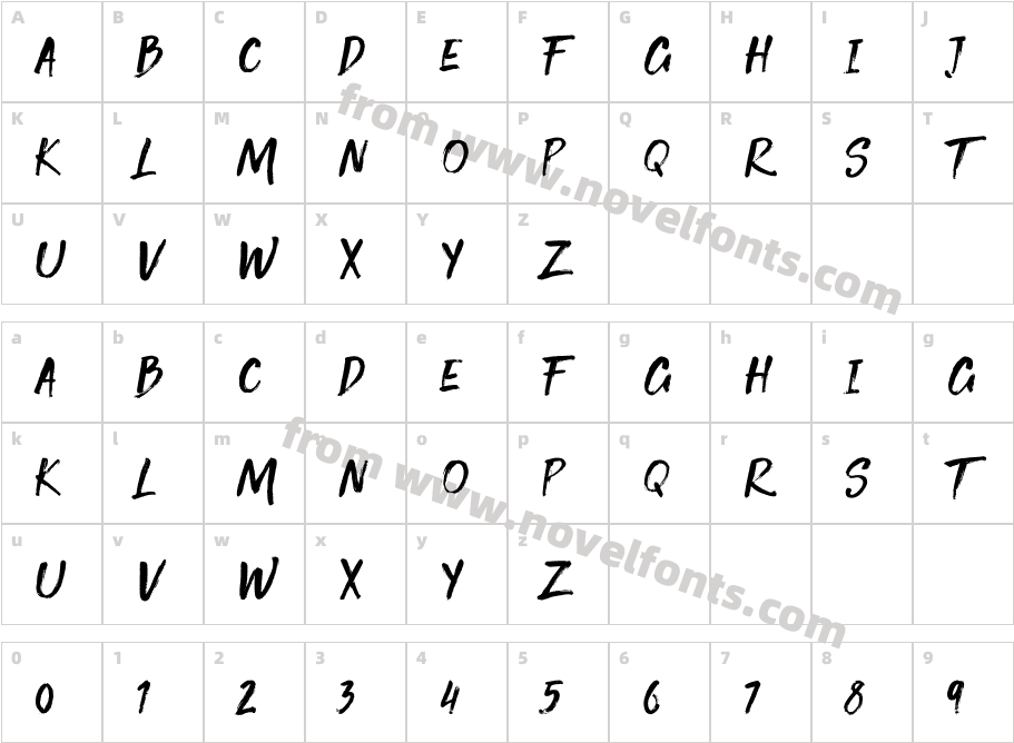 GregeanBrush-RegularCharacter Map