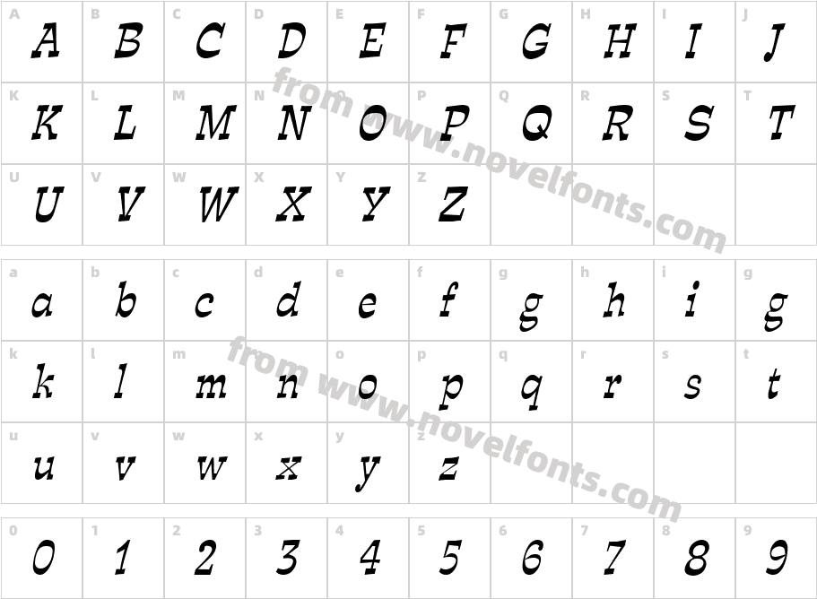 Expose Thin Condensed ItalicCharacter Map