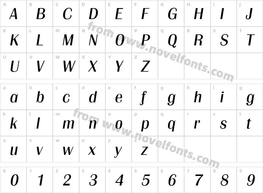 GrenobleSerialItalicCharacter Map