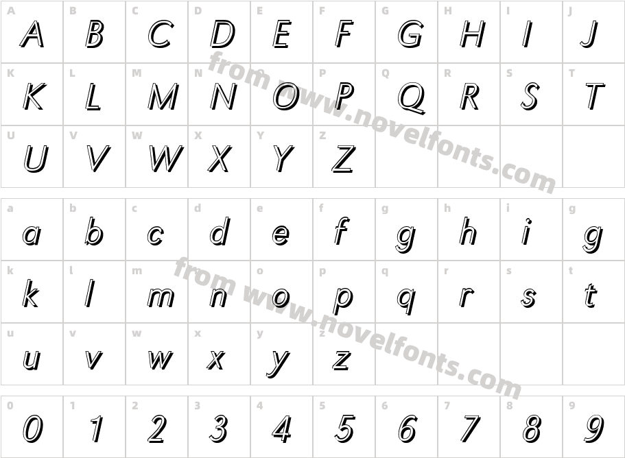 GroteskShXlightItalicCharacter Map