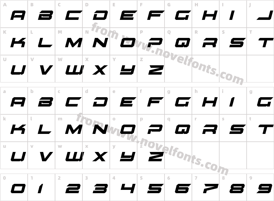 GypsyKillerItalicCharacter Map