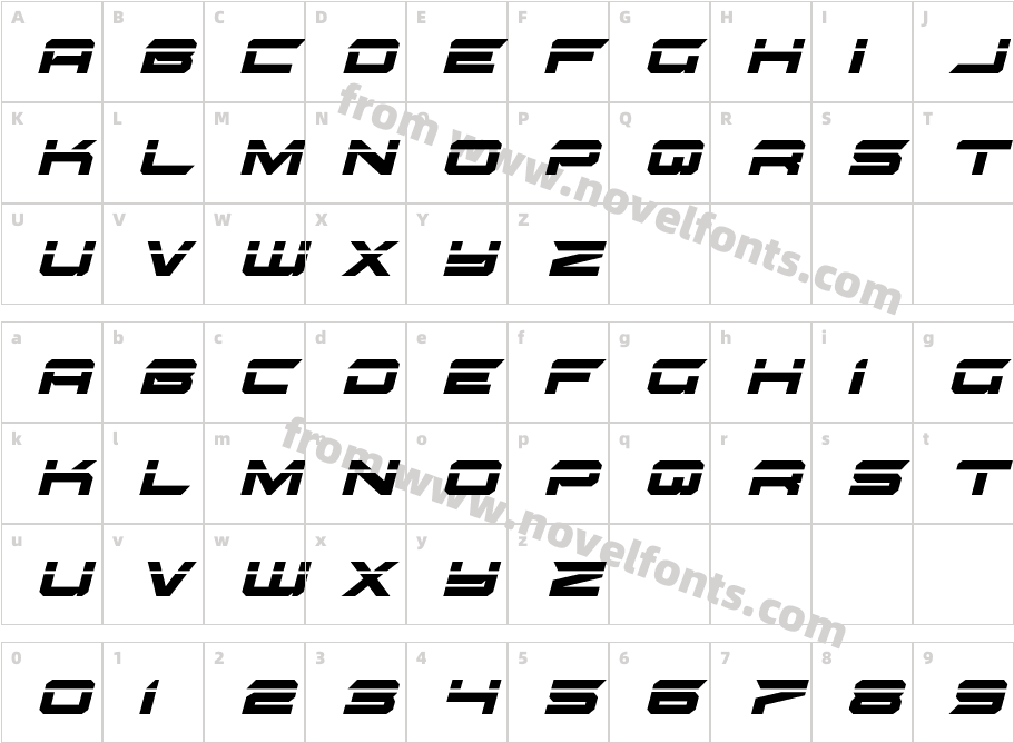 GypsyKillerLaserItalicCharacter Map