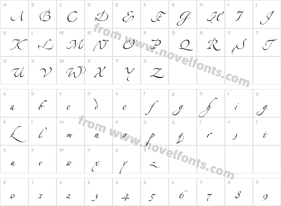 HW, Script - LinotypeZapfino2Character Map