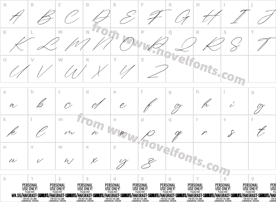 Haigrast Script PERSONAL USECharacter Map