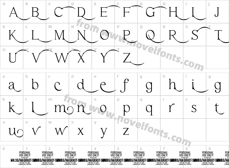 Haigrast Serif Deco PERSONAL RegularCharacter Map