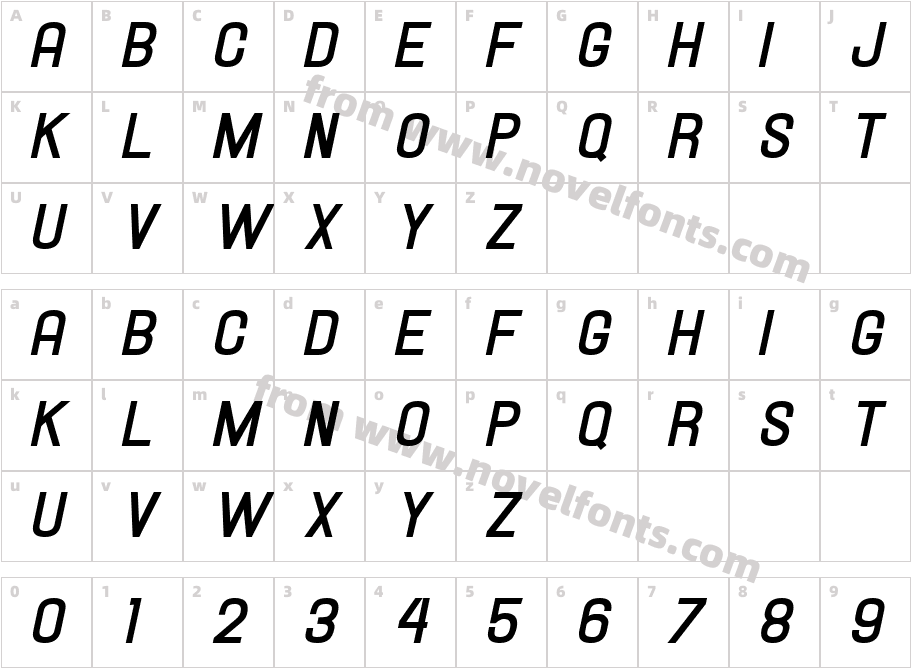 HallendaleBoldItalicJLCharacter Map