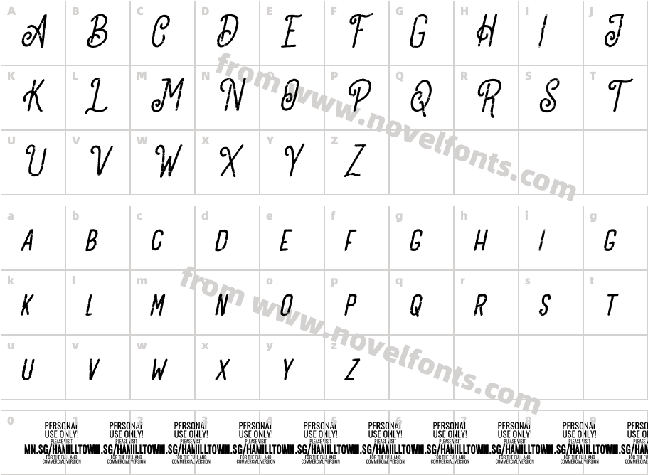 Hamilltown PERSONAL USE ItalicCharacter Map