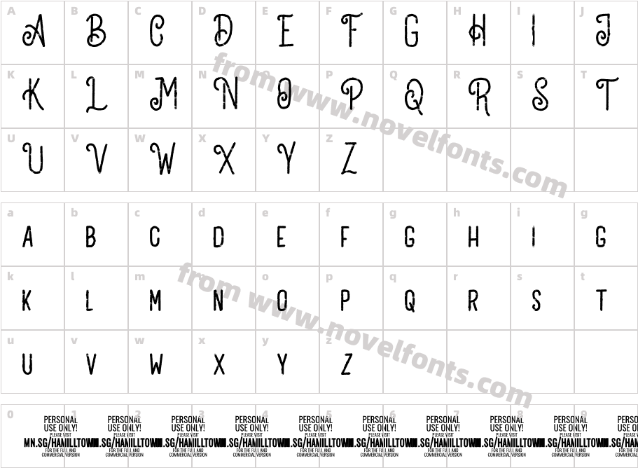 Hamilltown PERSONAL USE RegularCharacter Map