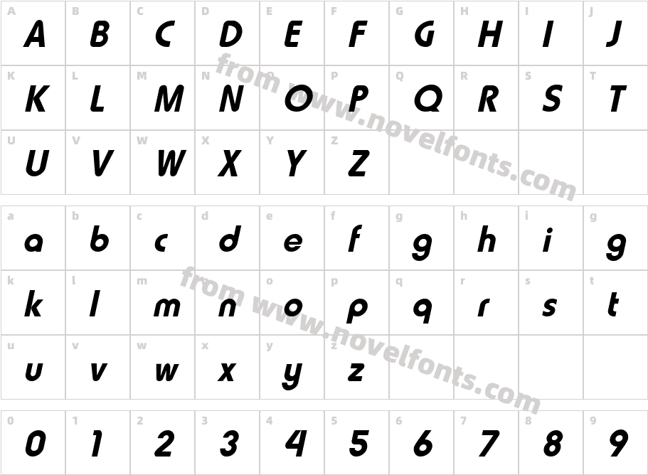 HammerFat-ItalicCharacter Map