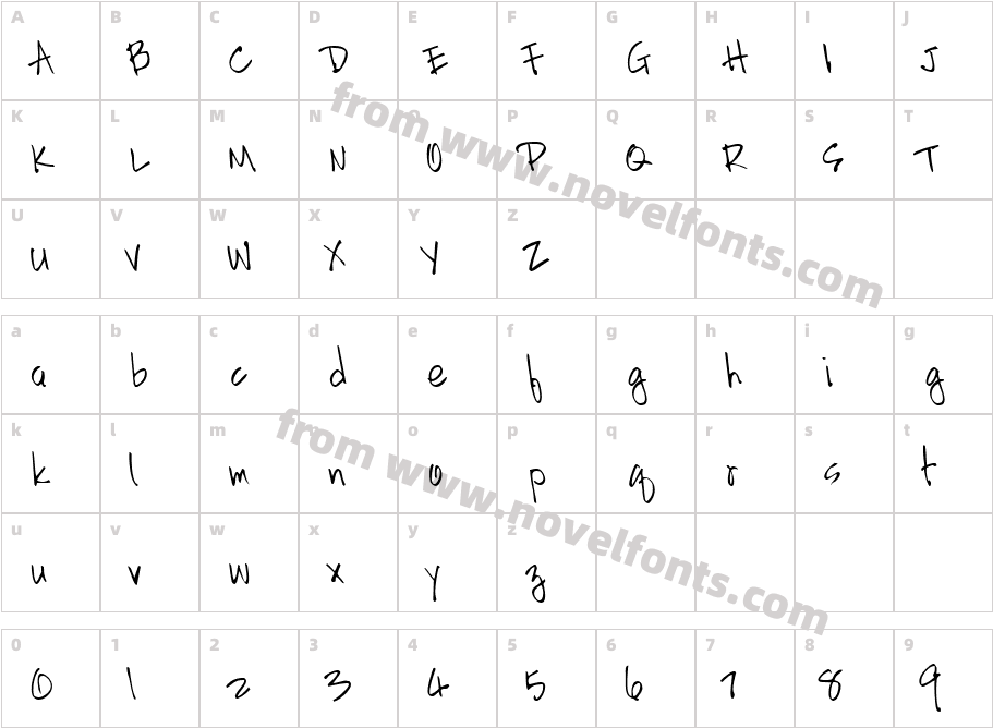 HandScriptLefty-RegularCharacter Map