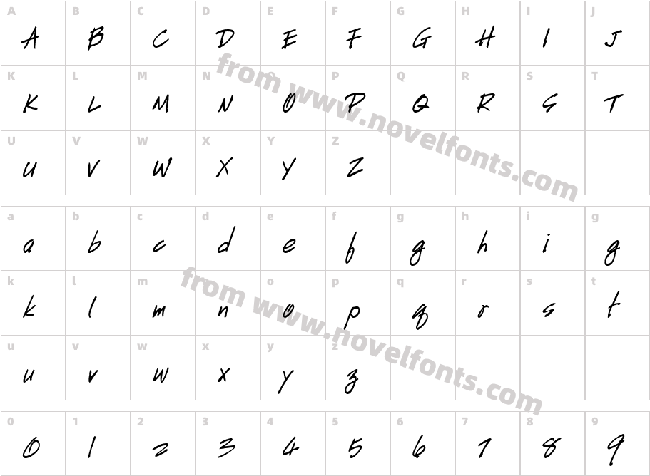 HandScriptUpright-BoldItalicCharacter Map