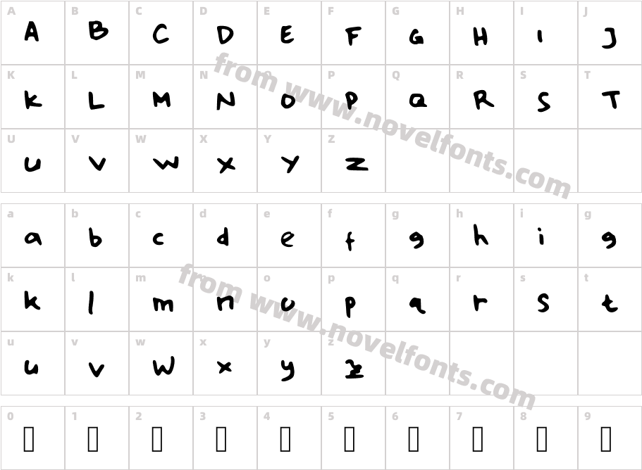 Handwrite 01 RegularCharacter Map