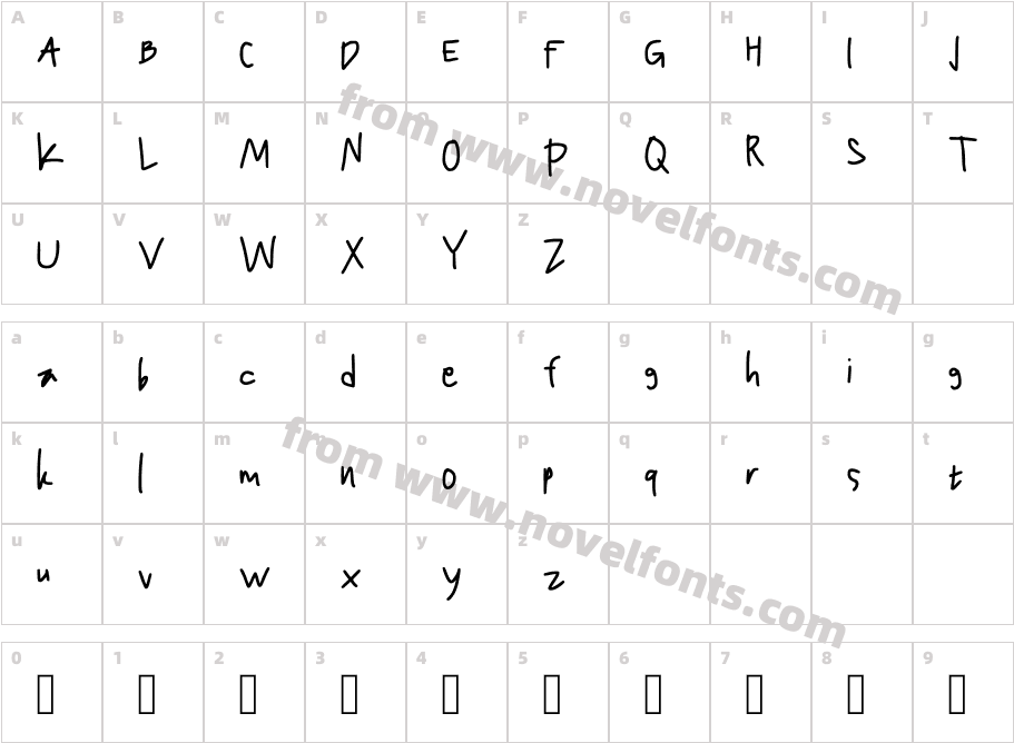 Handwrtsc RegularCharacter Map