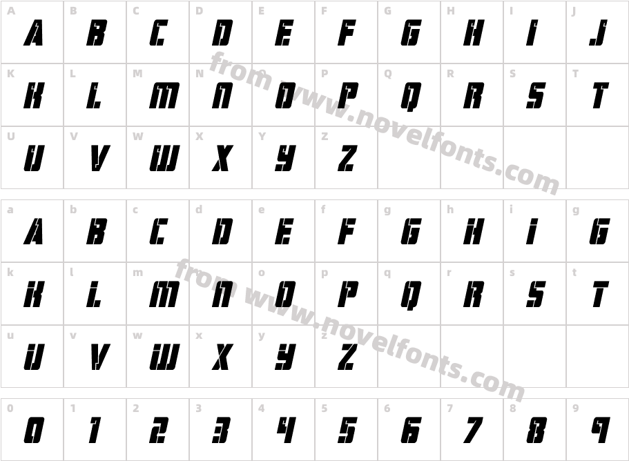 HardScienceBoldItalicCharacter Map