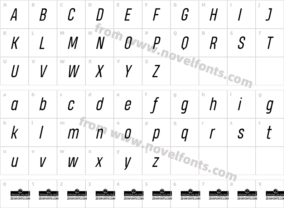 HeadingProTrial-BookItalicCharacter Map