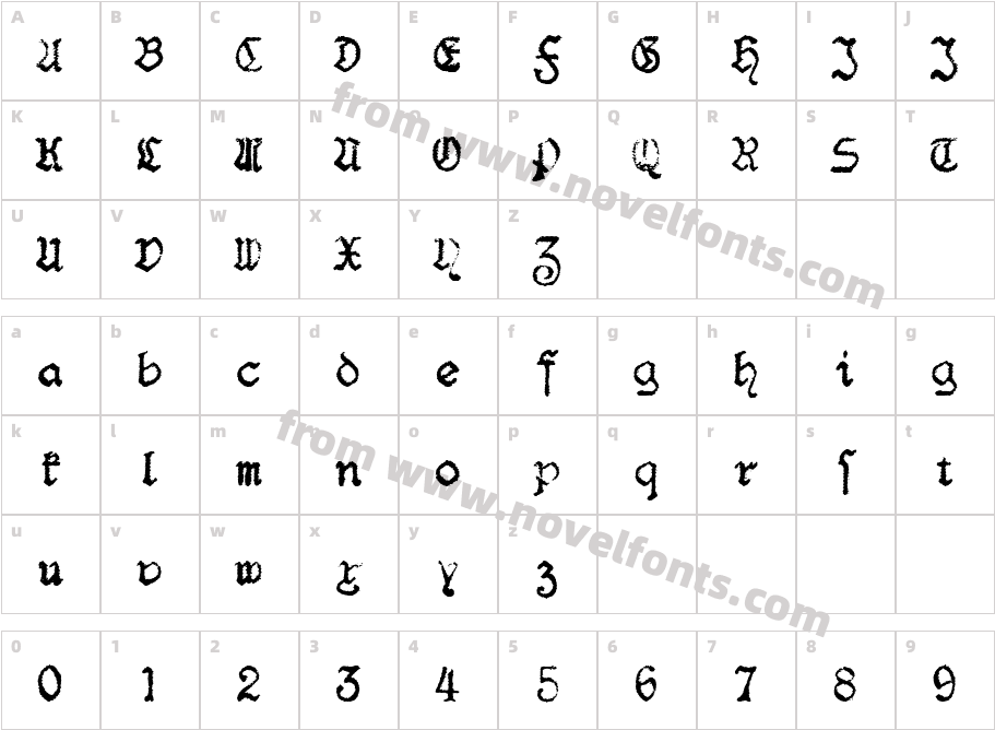 F25 Blackletter TypewriterCharacter Map