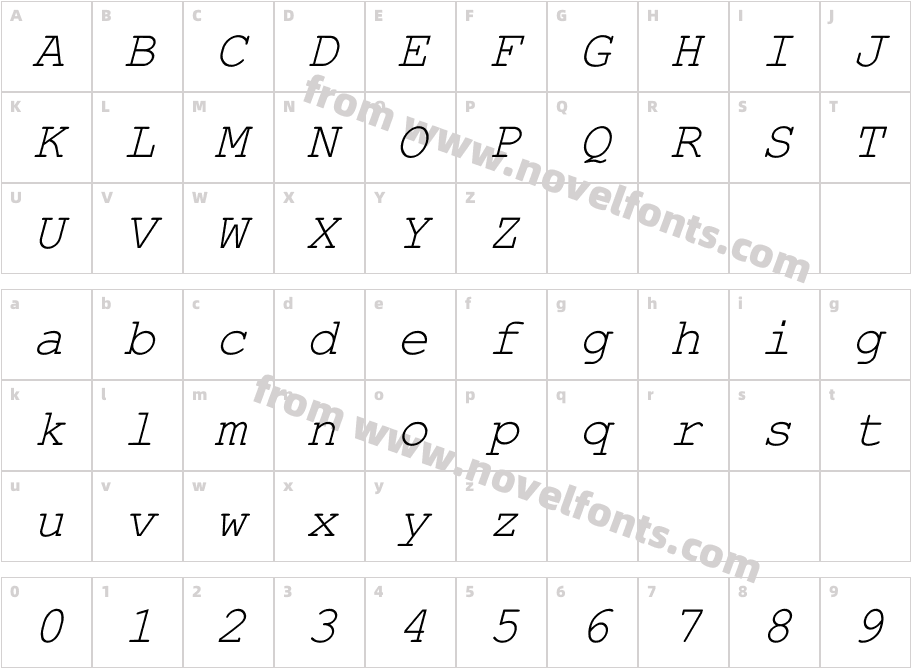 HellasCour-ItalicCharacter Map