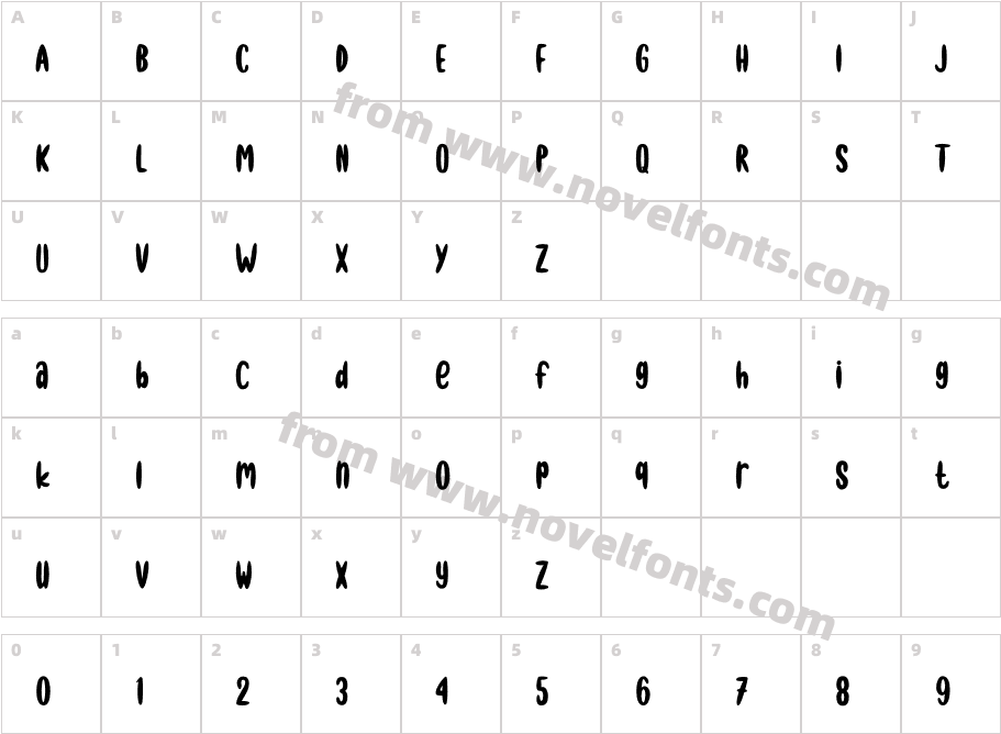 HeloniaRegularCharacter Map