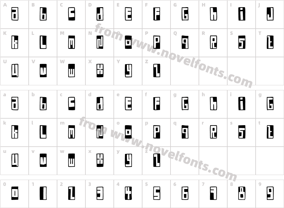 FE Box Font NegativeCharacter Map