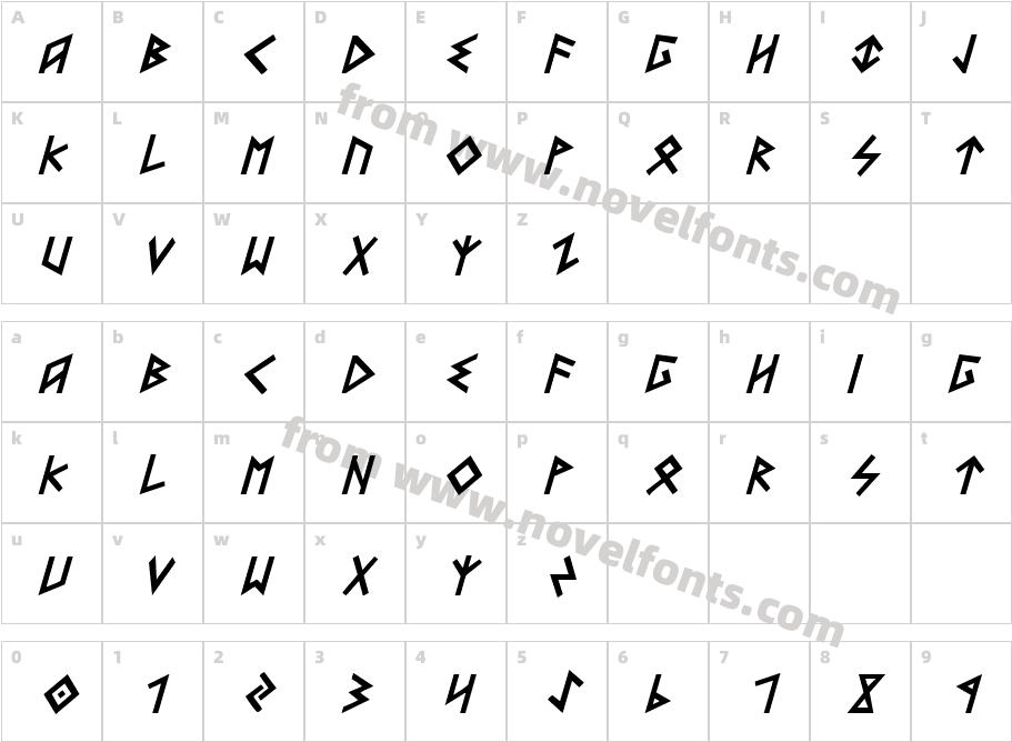 Heorot ItalicCharacter Map