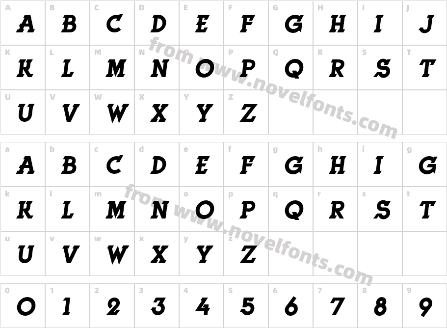 Herne-ItalicCharacter Map