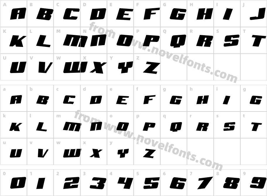 Aftershock Debris Solid ItalicCharacter Map