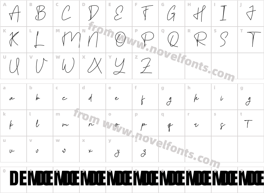 Himeko-DEMO FONT ScriptCharacter Map