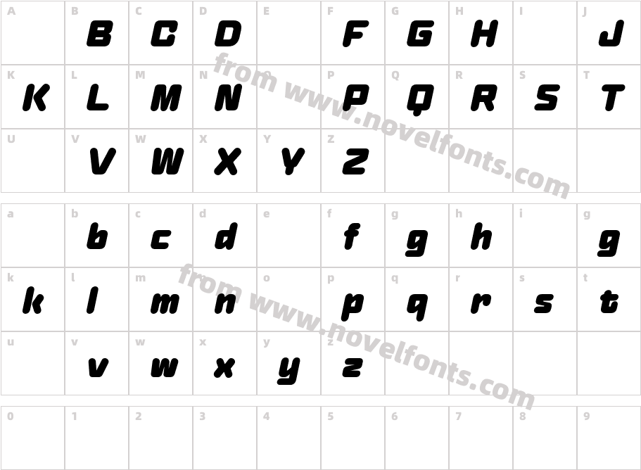 Hinnual DEMO Black ItalicCharacter Map