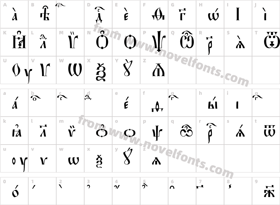 Hirmos-ieUcs-SpacedOutCharacter Map