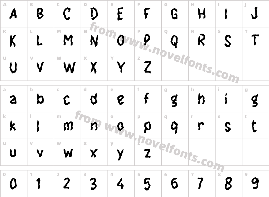 Hitam InkCharacter Map