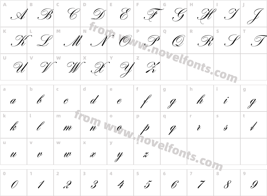 Hogarth Script D OTCharacter Map